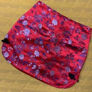 Red Silk Mini Skirt